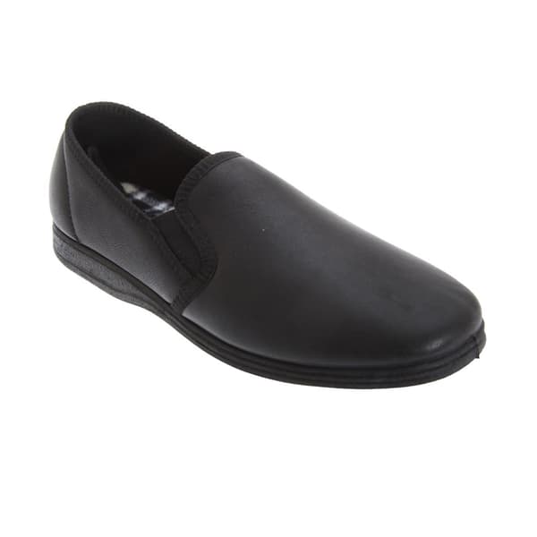Sleepers Herre Hadley Softie Læder Twin Gusset Tøfler Black 7 UK