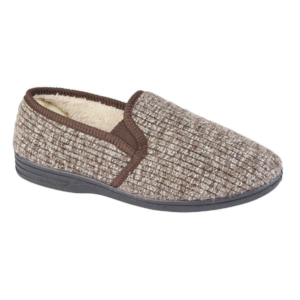 Zedzzz Mens Keith Fluffy Classic Slippers Brown 7 UK