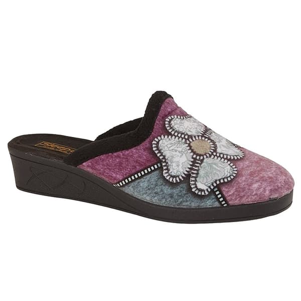 Sleepers Womens/Ladies Kimberly Flower Trim Mule Slippers