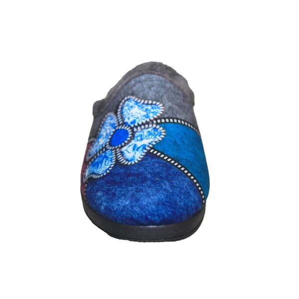 Sleepers Womens/Ladies Kimberly Flower Trim Mule Slippers Grey/Purple/Blue/Silver 6 UK