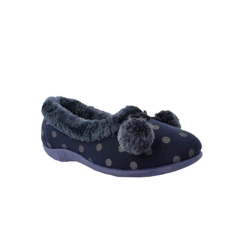 Sleepers Kvinnor/Damer Marge Extra Comfort Memory Foam Pom-Pom Polka Dot Manschett Tofflor