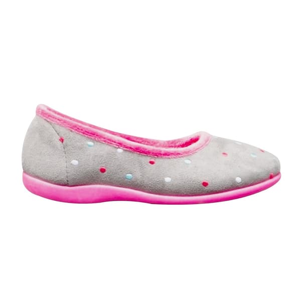Sleepers Dame/Damer Isla Dotted Ballerina Memory Foam-tøfler med prikkede prikker Grey/Fuchsia 6 UK