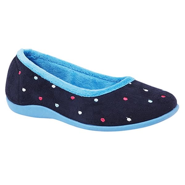 Sleepers Dame/Damer Isla Dotted Ballerina Memory Foam-tøfler med prikkede prikker Blue/Turquoise 8 UK
