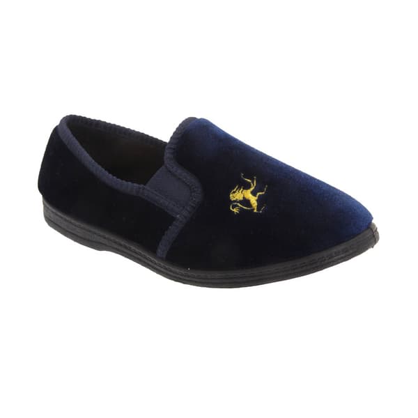Sleepers Kids Boys Kyle Lion Motif Twin Gusset Slippers Navy Blue 4 UK