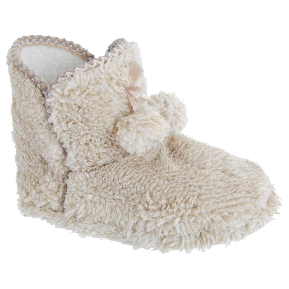 Slumberzzz Womens/Ladies Fluffy Textured Pom Pom Slipper Boots
