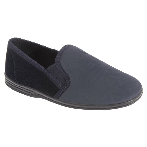 Zedzzz Herre Lewis stribet dobbelte dobbeltsidet tøfler Navy Blue/Grey 9 UK