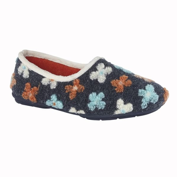 Sleepers Dame/Dame Gracie blomstret strikket tøffel Grey 8 UK