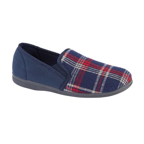 Sleepers Mens Jim Checked Velour Slippers