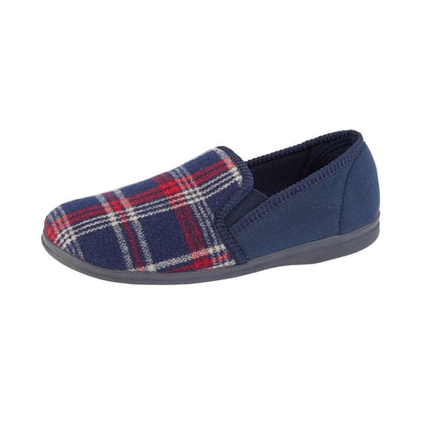 Sleepers Mens Jim Checked Velour Slippers