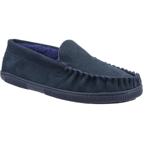 Cotswold Mens Sodbury Suede Moccasin Slippers Navy 9 UK