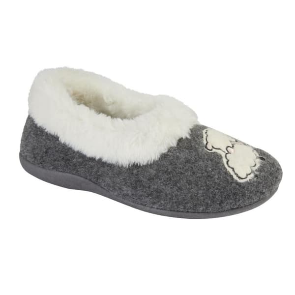 Sleepers Womens/Ladies Sheep Faux Fur Slippers Grey 4 UK