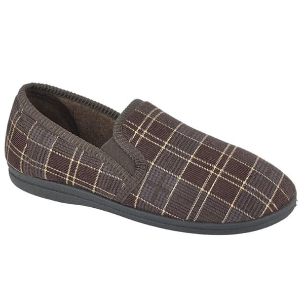 Sleepers Mens Dale Checked Slippers Brown 11 UK