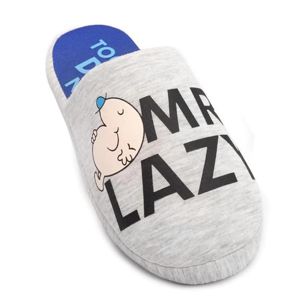 Mr Men Mens Mr Lazy Slippers Grey/Black/Blue 7 UK-8 UK