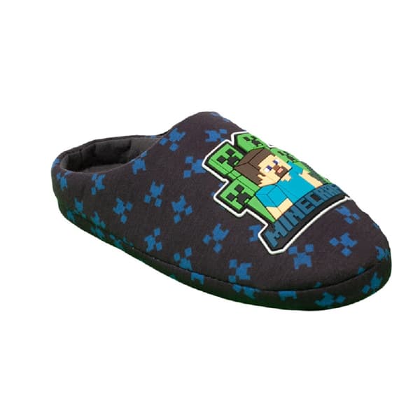 Minecraft Drenge Steve og Creeper Tøfler Navy 1 UK