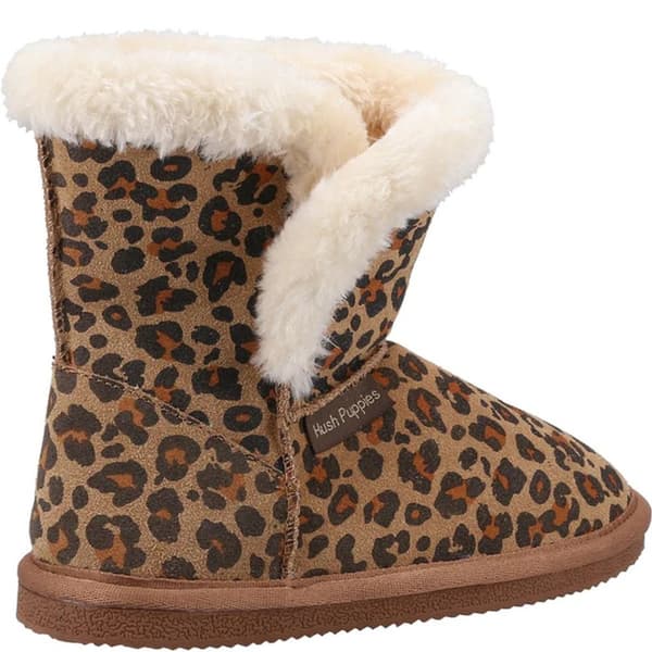 Hush Puppies Girls Ashlynn Leopard Print Suede Slippers