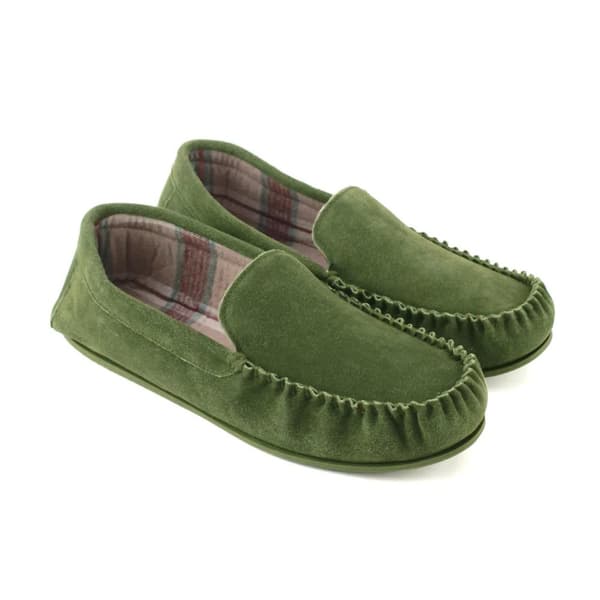 Eastern Counties Leather Mens Harris Suede Moccasins Olive 6 UK
