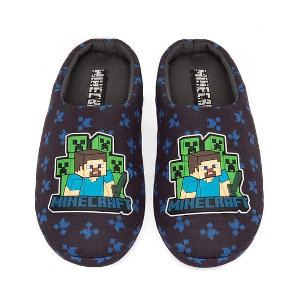 Minecraft Boys Creeper Slippers Navy/Blue 11 UK Child