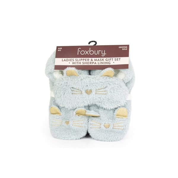 Foxbury Womens/Ladies Cat Slipper & Mask Set