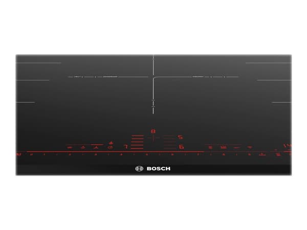 Bosch Serie | 8 PXV975DV1E - Induksjonskomfyrtopp - 5 plater - Nisje - bredde: 88 cm - dybde: 49 cm - med sidepynt av rustfritt stål, fasetterte kant