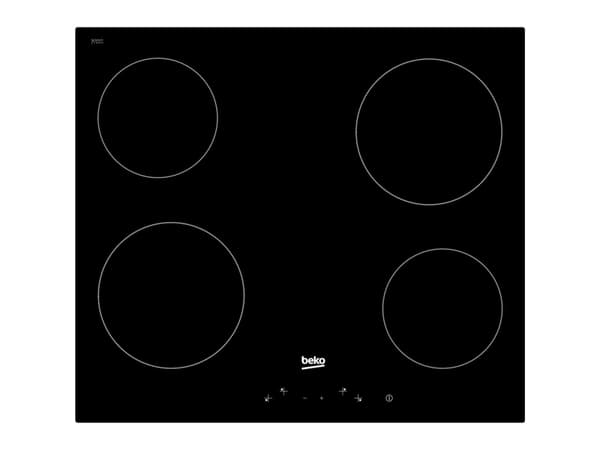 Beko HIC 64400 E - Keramisk komfyrtopp - 4 plater - bredde: 58 cm - dybde: 51 cm - uten ramme - svart