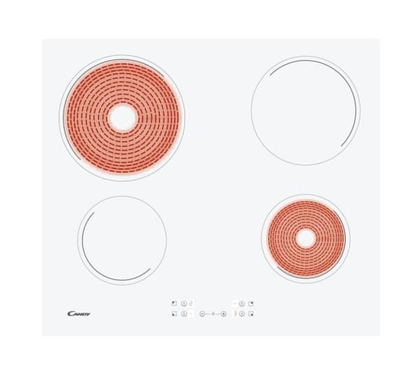 Candy CH64CCW - Keramisk komfyrtopp - 4 plater - Nisje - bredde: 56 cm - dybde: 49 cm - hvit