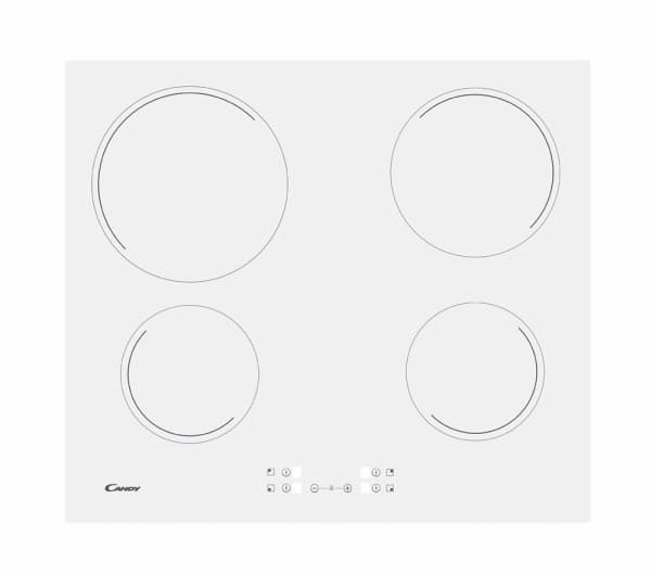 Candy CH64CCW - Keramisk komfyrtopp - 4 plater - Nisje - bredde: 56 cm - dybde: 49 cm - hvit