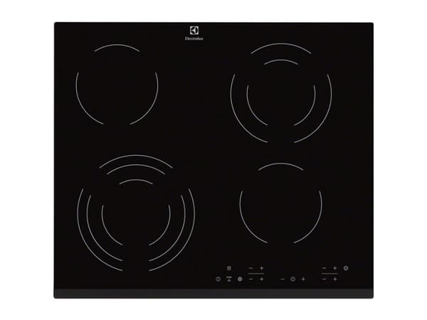 Electrolux EHF6343FOK - Keramisk komfyrtopp - 4 plater - Nisje - bredde: 56 cm - dybde: 49 cm - med avskrådd ramme - svart
