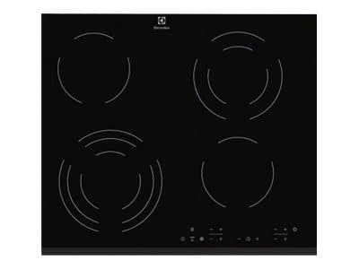 Electrolux EHF6343FOK - Keramisk komfyrtopp - 4 plater - Nisje - bredde: 56 cm - dybde: 49 cm - med avskrådd ramme - svart Sort