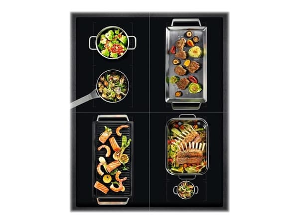 AEG MaxiSense IKE84471XB - Induktionshäll - 4 kokplattor - Fördjupning - bredd: 75 cm - djup: 49 cm - med kanter i rostfritt stål - svart