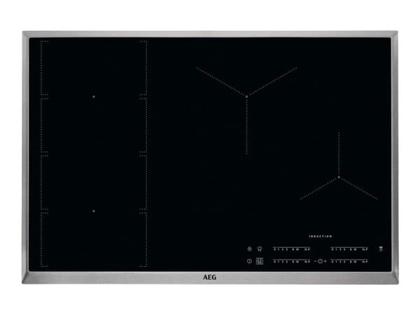 AEG MaxiSense IKE84471XB - Induksjonskomfyrtopp - 4 plater - Nisje - bredde: 75 cm - dybde: 49 cm - med pynt av rustfritt stål - svart Sort, Rustfritt stål