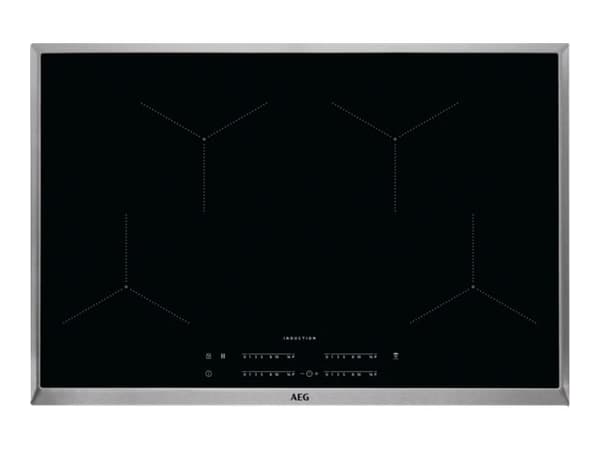 AEG IKB84431XB - Induksjonskomfyrtopp - 4 plater - Nisje - bredde: 75 cm - dybde: 49 cm - med pynt av rustfritt stål - svart Sort