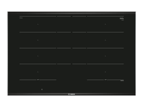 Bosch Serie | 8 PXY875DC1E - Induksjonskomfyrtopp - 4 plater - Nisje - bredde: 75 cm - dybde: 49 cm - med sidepynt av rustfritt stål, fasetterte kant
