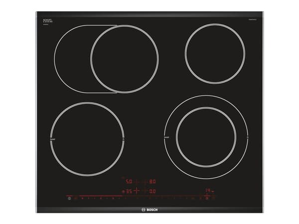 Bosch Serie 8 PKN675DP1D, Musta, Ruostumaton teräs, Kiinteä, Keraaminen, Keraaminen lasi, 4 alue(tta), 4 alue(tta)