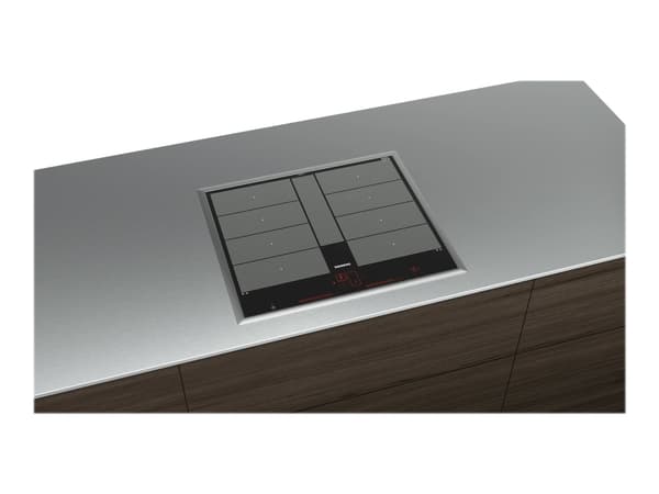 Siemens iQ700 EX645LYC1E - Induksjonskomfyrtopp - 4 plater - Nisje - bredde: 56 cm - dybde: 49 cm - med pynt av rustfritt stål - svart/rustfritt stål