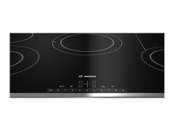 Bosch Serie | 6 PKC845FP1D - Keramisk komfyrtopp - 4 plater - Nisje - bredde: 78 cm - dybde: 50 cm - med pynt av rustfritt stål - svart/rustfritt stå