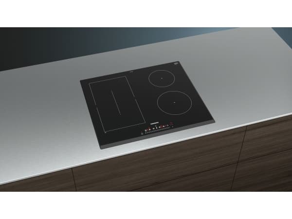 Siemens iQ500 ED651FSB5E - Induktionshäll - 4 kokplattor - Fördjupning - bredd: 56 cm - djup: 49 cm facetterade fram- och bakkantslister - svart