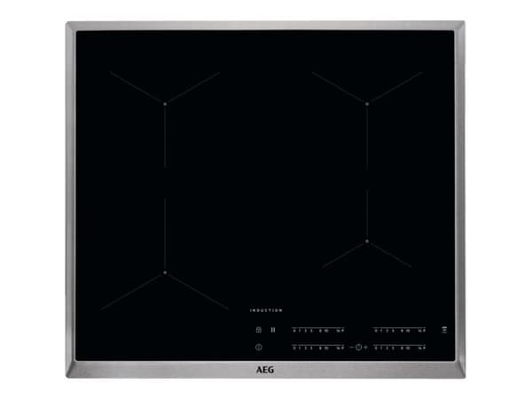 AEG IKB64431XB - Induktions kogeplade - 4 plader - Niche - bredde: 56 cm - dybde: 49 cm - sort - med rustfrit stål-pynt