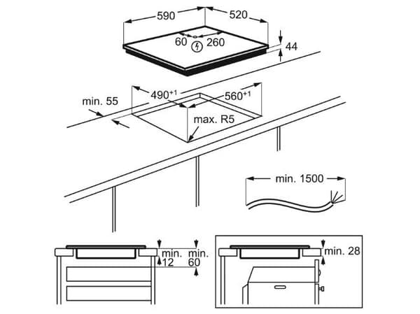 Electrolux LIR60430BW, Vit, Inbyggd, 60 cm, Induktionshäll med zon, 4 zone(s), 4 zone(s)