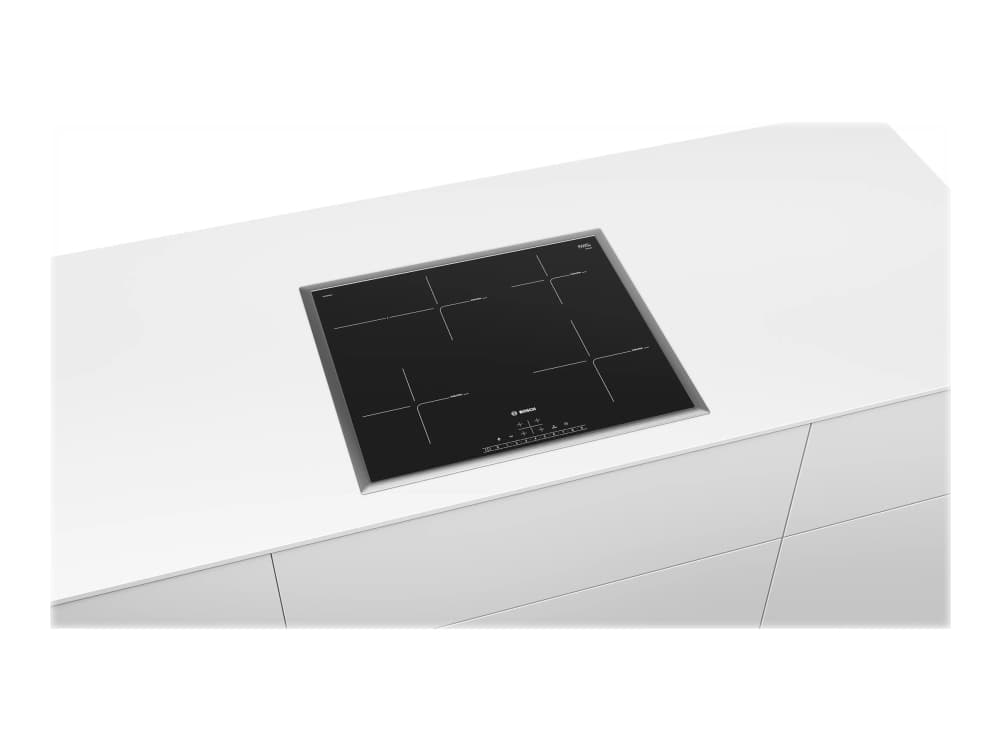 Bosch Serie 6 PIF645FB1E - Induktionshäll - 4 kokplattor - Fördjupning - bredd: 56 cm - djup: 49 cm - svart - med kanter i rostfritt stål