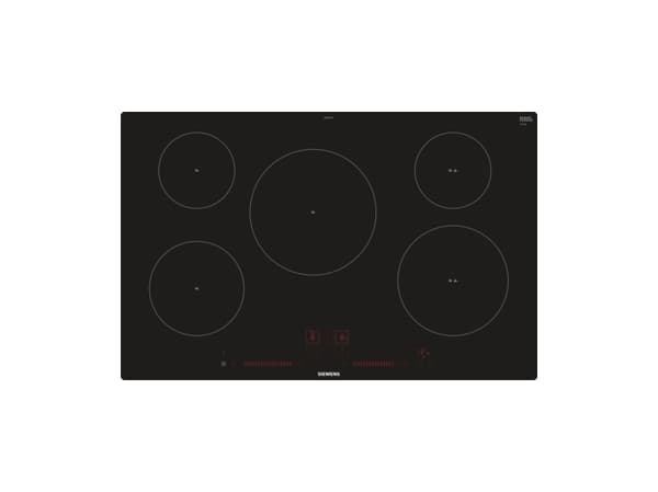 Siemens iQ100 EH801LVC1E - Induksjonskomfyrtopp - 5 plater - Nisje - bredde: 78 cm - dybde: 50 cm - svart