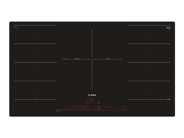 Bosch Serie | 8 PXV901DV1E - Induksjonskomfyrtopp - 5 plater - Nisje - bredde: 88 cm - dybde: 50 cm - flukt - svart