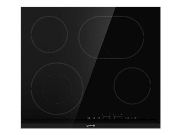 Gorenje ECT643BCSC - Keramisk komfyrtopp - 4 plater - Nisje - bredde: 56 cm - dybde: 49 cm - med faset frontkant - svart Sort