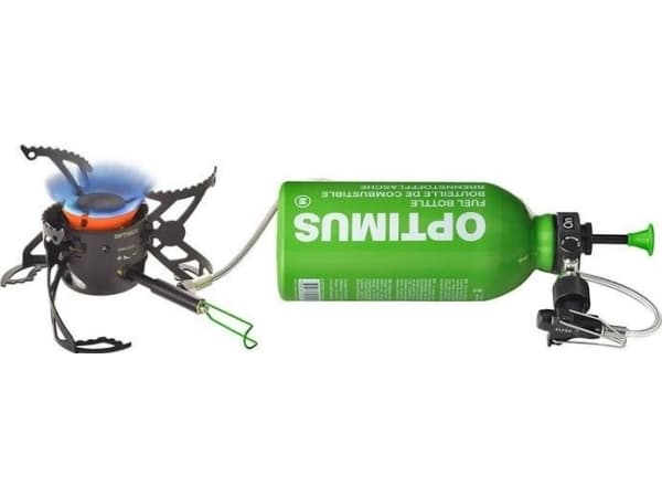 Optimus Polaris Optifuel + 0.4L fuel bottle, petrol stove (black / green, runs on gas and petrol)