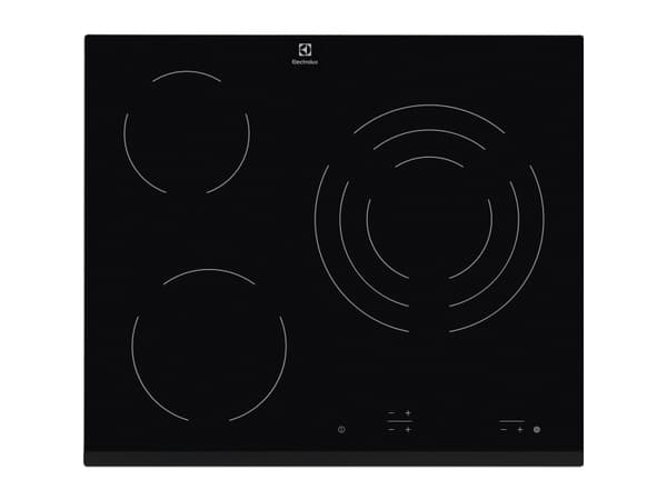 Electrolux EHF6232FOK - Keramisk komfyrtopp - 3 plater - Nisje - bredde: 56 cm - dybde: 49 cm - med avfaset front - svart
