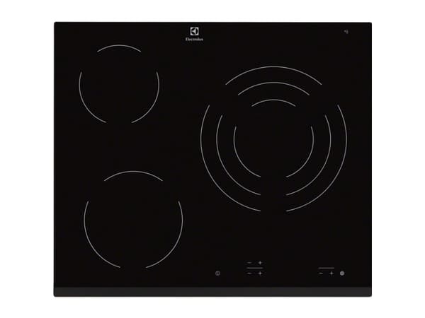 Electrolux EHF6232FOK - Keramisk komfyrtopp - 3 plater - Nisje - bredde: 56 cm - dybde: 49 cm - med avfaset front - svart Sort
