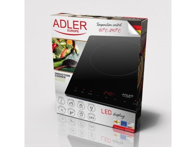 Adler Hob AD 6513 Number of burners/cooking zones 1, Induction, LCD Display, Black