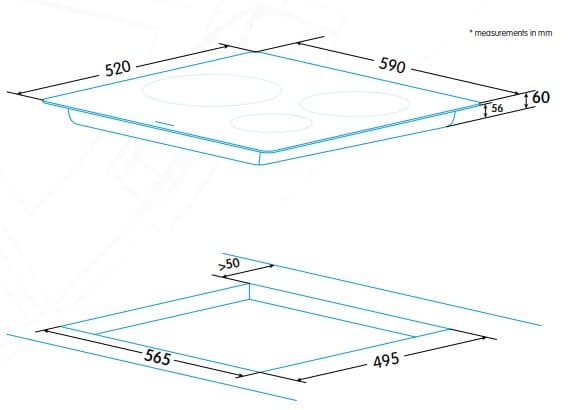 Edesa EIM-6330 HT A, Sort, Innebygget, Sonebasert induksjon, Glass, 3 zone(s), 3 zone(s)