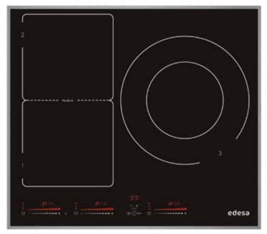 Edesa EIM-6330 HT A, Sort, Innebygget, Sonebasert induksjon, Glass, 3 zone(s), 3 zone(s) Sort