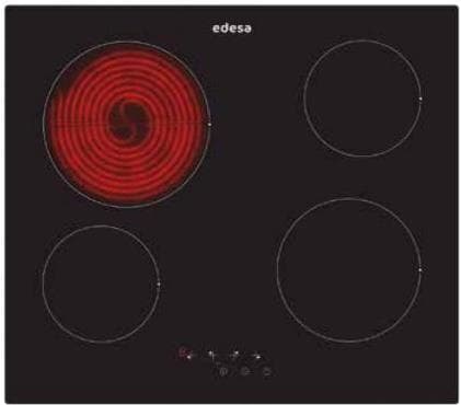 Edesa EVT-6421 R, Sort, Innebygget, Keramisk, Glass, 4 zone(s), 4 zone(s) Sort