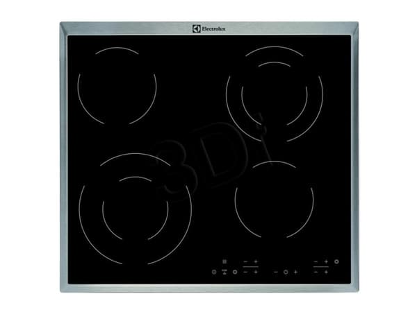 Electrolux EHF6342XOK - Keramisk komfyrtopp - 4 plater - Nisje - bredde: 56 cm - dybde: 49 cm - med pynt av rustfritt stål - svart